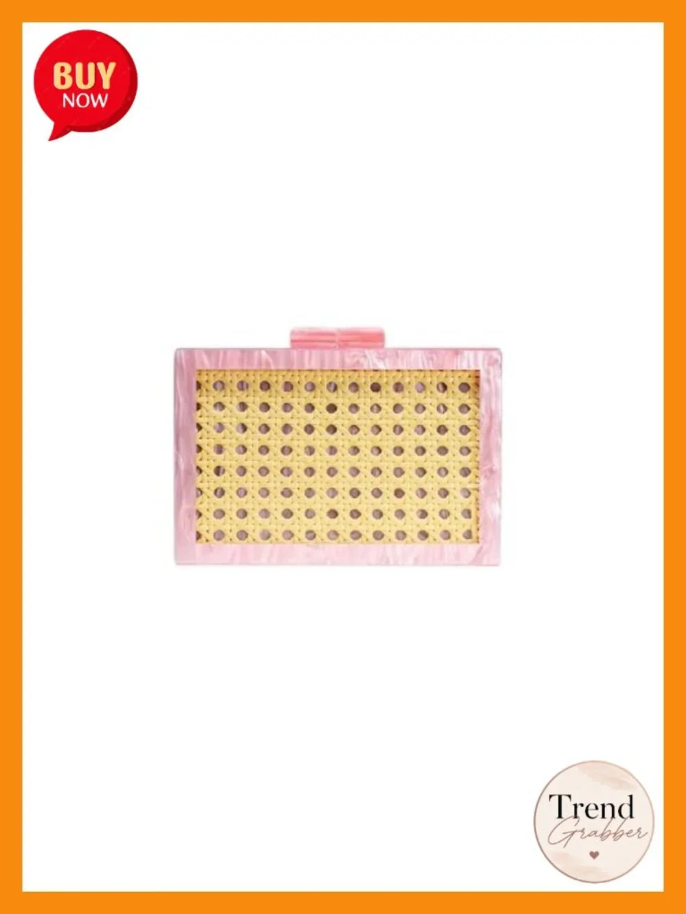 Acrylic Rattan Woven Pattern Square Box Crossbody Handbag Shoulder Bag Chain
